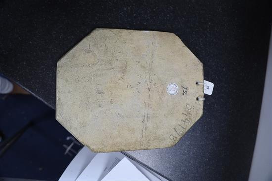 A London or Wincanton octagonal delftware pill slab, mid 18th century 30cm x 24cm